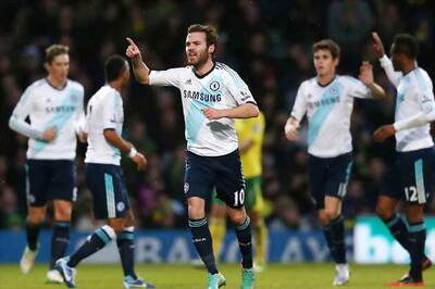 Mata scores in Chelsea's 1-0 win over Norwich