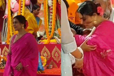 Kajol FALLS At Durga Puja Pandal, Son Yug Comes To Her Rescue; Video Goes Viral