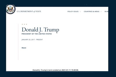 Trump's Impeachment Pending, US State Department Website Announces His Departure, Then Backtracks