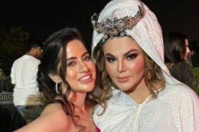 Rakhi Sawant and Urfi Javed Pose Together at FilmFare Middle East Achievers Night
