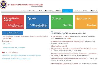 ICAI CPT June 2018 Registration Begins at icaiexam.icai.org, Apply Before 26th April 2018
