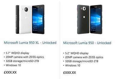 Microsoft accidentally lists Lumia 950, 950 XL on its online store ahead of launch