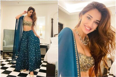 Disha Patani Slays it in Teal Lehenga for Her Best Friend's Wedding with Minimal Makeup and Jewellery