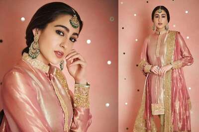 Sara Ali Khan Is A True Princess In This Zardosi Gold Border Suit From Grandma Sharmila Tagore's Closet