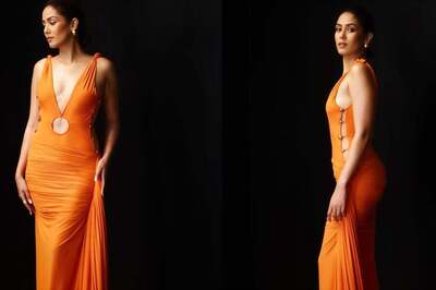Mira Rajput Raises The Oomph Factor In A Tangerine Coloured, Plunging Neckline Gown; See Pics