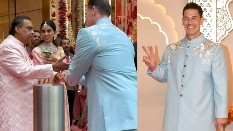 Mukesh Ambani Greets John Cena at Anant Ambani and Radhika Merchant's Wedding, Ushers Him In | Watch