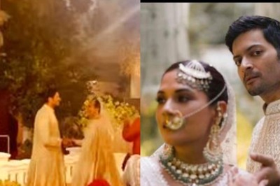 Ali Fazal Can't Take His Eyes Off Richa Chadha as She Enters to Afreen Afreen at Lucknow Reception