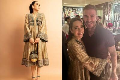 Karisma Kapoor Exudes Sheer Opulence In A Stellar Ensemble As She Poses With David Beckham At Sonam Kapoor's Party