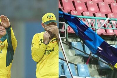 AUS vs SL: Strong Winds Knock Down Hoardings at Lucknow's Ekana Stadium, Fans Seen Running For Safety | WATCH