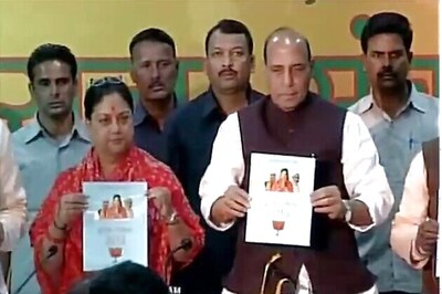 Vasundhara Raje, Rajnath Singh release state BJP's election manifesto