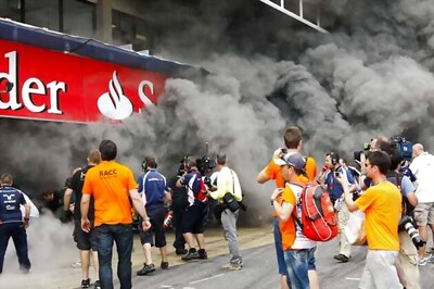 Seven hospitalised after fire at Spanish GP