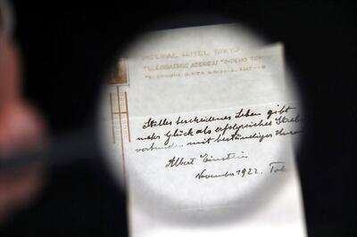Albert Einstein's Theory of Happiness Sells for USD 1.3M at Auction