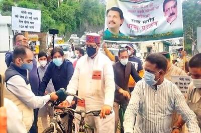 Congress Members In Himachal Pradesh Protest Against Rise In Fuel Prices