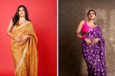 Hebah Patel Serves Timeless Charm In Purple Silk Saree