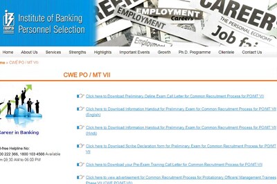 IBPS PO Prelims 2017 Admit Card/Call Letter Published at ibps.in