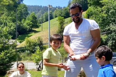 Saif Ali Khan Enjoys Fishing With Taimur And Jeh; Kareena Kapoor Smiles Amid European Mountains