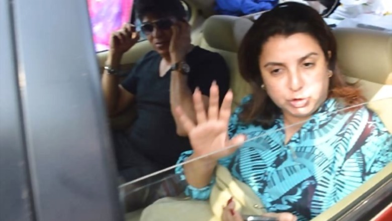 Snapshot: Injured Shah Rukh Khan heads home from hospital, Farah Khan accompanies him