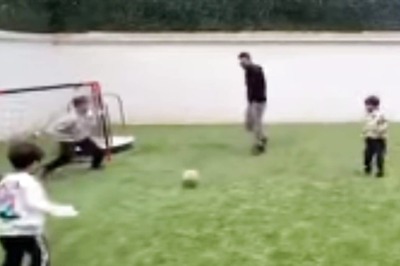 Lionel Messi Plays 2v2 Football in Backyard With His Sons, Wife Says 'Let the Kids Win' | WATCH