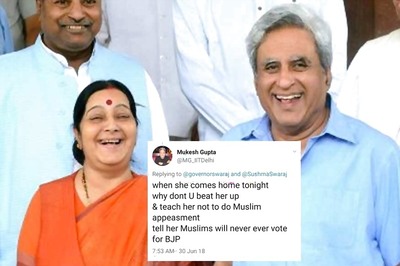 'Beat Her for Muslim Appeasement': Sushma Swaraj's Husband Tweets Snapshot of Troll's Message to Him
