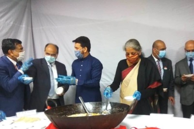 Nirmala Sitharaman and Anurag Thakur Attend Halwa Ceremony ahead of Budget Session at Finance Ministry