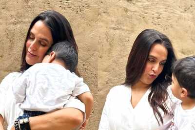 Neha Dhupia Holds Son Guriq In Lap In These Adorable Pics Clicked By Angad Bedi; Check Here