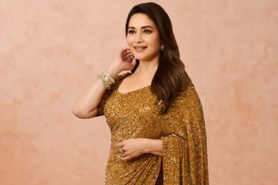 Madhuri Dixit's Golden Chiffon Saree Is Perfect Wedding Wear