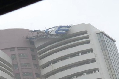 Signage on Top of BSE Headquarters in Mumbai Blown away by High-velocity Wind and Rainfall