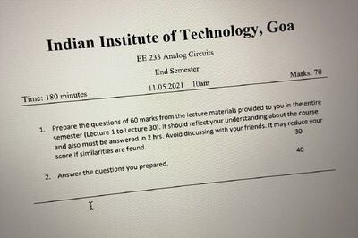 IIT Goa Asks Students to Prepare Own Questions, Answer Them for Final Exams