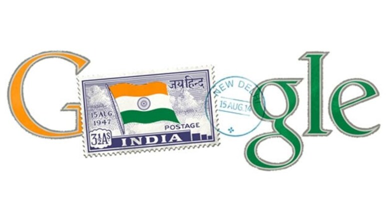 Google doodles independent India's first stamp on August 15