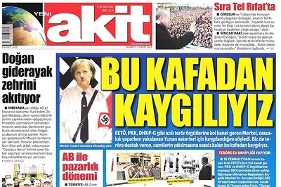 Turkey Daily Portrays Merkel as Hitler, Decries 'Nazi Mentality'