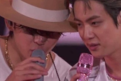 BTS: Kim Taehyung Kicks Jin For Calling Himself 'Burden' At PTD Concert, Assures Him He's Not; ARMYs Thank Him