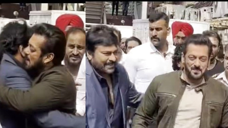 Salman Khan Hugs Chiranjeevi As Actors Reach PVR Juhu For Godfather's Hindi Trailer Launch