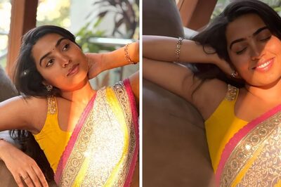 Shivathmika Rajashekar Ups Her Fashion Game In Yellow And Grey Saree With No Makeup Look