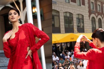 Jacqueline Fernandez Looks Regal In Red Saree, Shares Glimpse From India Day Parade In New York